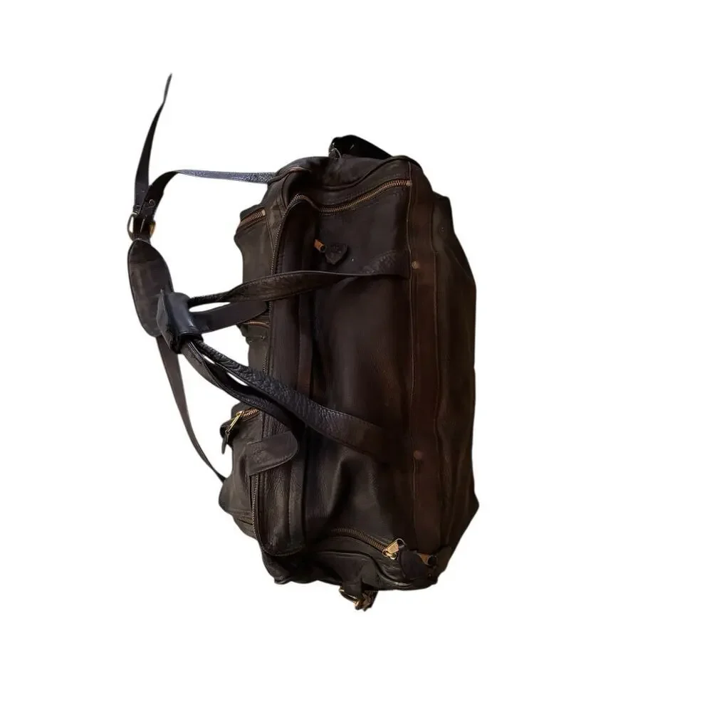 Frye Leather Duffle Bag- Black - Style 102 Benchcrafted Cross Body Strap -Duffel